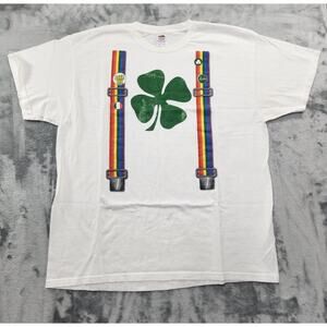 Vintage 90s Fruit of the Loom St Patrick's Day Graphic Tee Size 2XL Lucky Clover
